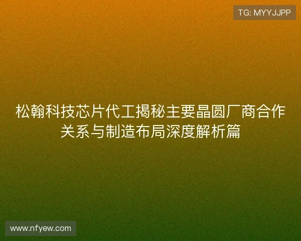 松翰科技芯片代工揭秘主要晶圆厂商合作关系与制造布局深度解析篇